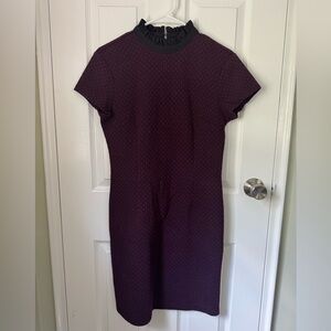 Ivanka Trump Purple and Black Dress with Mock Neck